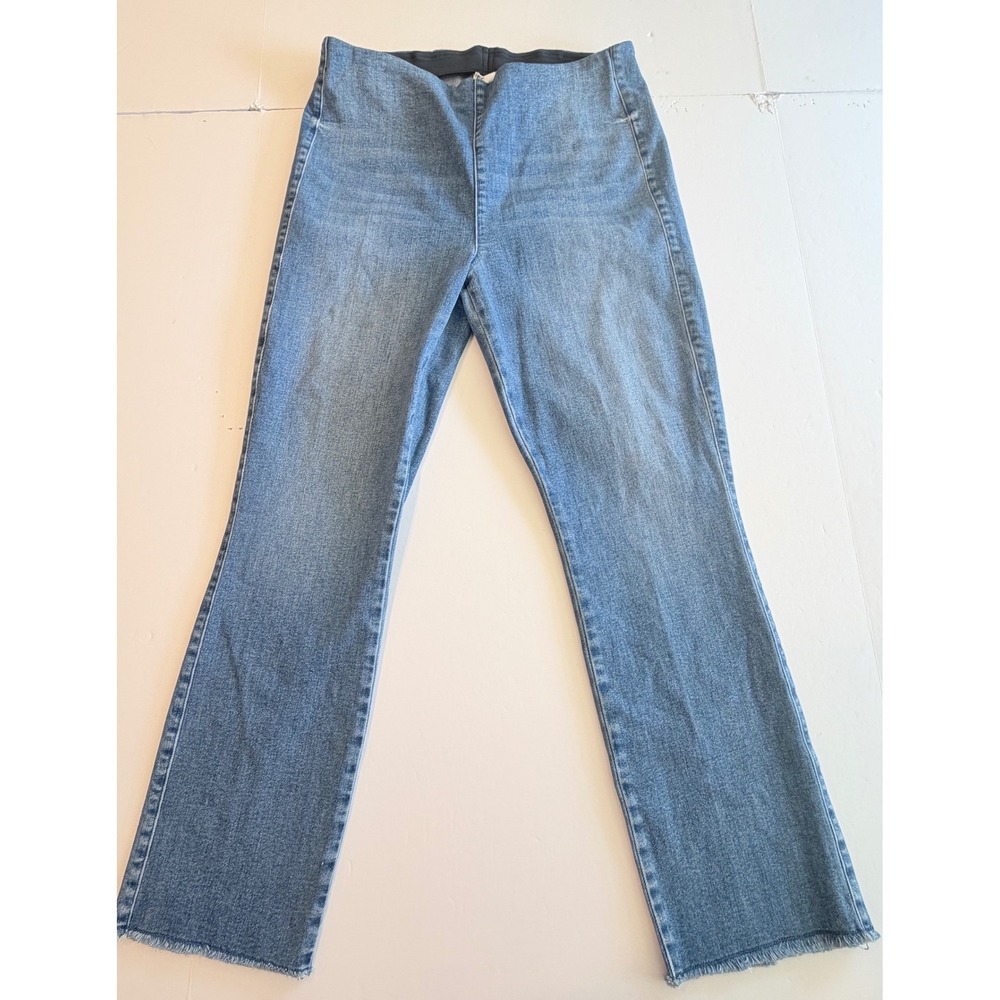 Frank & Eileen Blue Pull On High Rise Raw Hem Bootcut Jeans Size 30